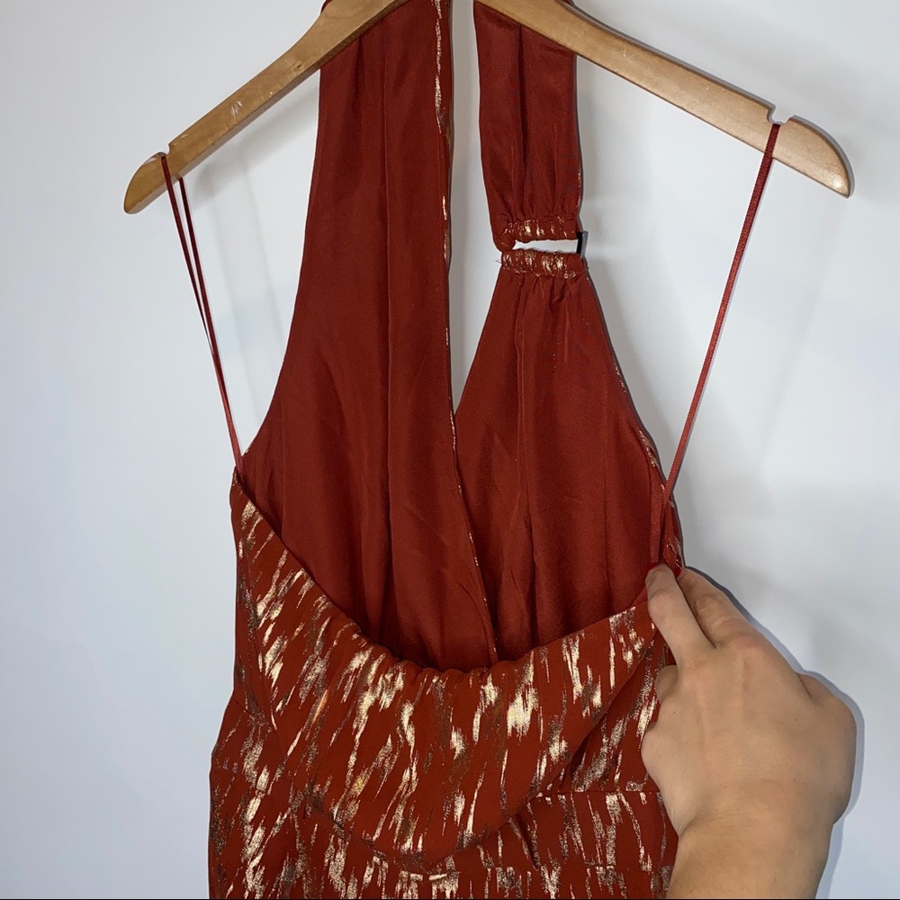 NWT Reiss Red Nova Metallic Wrap Halter Neck Playsuit Romper 4 - Picture 5 of 12